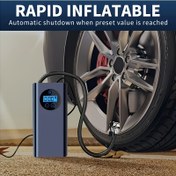 Resim Taşınabilir Kablosuz Lastik Şişirme Pompası, 3X Hızlı Hava Kompresörü, LED Dijital Ekranlı Şişirici, Yalıtımlı Malzeme, Araba Lastikleri, Motosikletler, Bisikletler, Toplar için Uygun, Dahili 2 * 1500Mah Şarj Edilebilir Pil, İdeal Açık Hava Hediyesi 