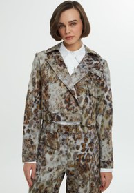 Resim Leopar Desenli Kısa Blazer Ceket - KAHVE / 42 