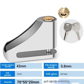 Resim Evrensel Motosiklet Fren Kilidi Alaşım Disk Fren Kilidi Anti-meraklı Bisiklet Kilidi Hilal Alaşımlı Çelik Disk Fren Kilidi Saf Bakır Kilit Çekirdek 