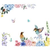 Resim Reedark Renkli Kuş & Çiçek Duvar Çıkartmaları - Çocuk Odası Ve Kreş Dekoru İçin Yapıştırılabilir Vinil Sticker Çok Renkli 