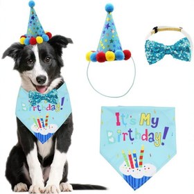Resim 3'lü Set Evcil Köpek Doğum Günü Şapkası, Köpek Doğum Günü Süsleri, Köpek Doğum Günü Bandı, Köpek Doğum Günü Parti Malzemeleri, Küçük, Orta ve Büyük Köpekler ve Kediler için Uygun Doğum Günü Köpek Kostümü, Köpek Parti Süslemeleri 