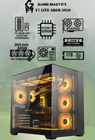 Resim Game Master F7 Lite Argb R7-5700X 32 GB 1 TB SSD RTX5050 Free Dos Masaüstü Oyuncu Bilgisayarı 
