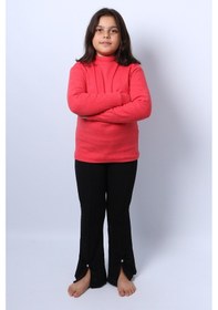 Resim Kız Çocuk Triko Düz Badi Balıkçı Yaka D1 Açık Kırmızı 