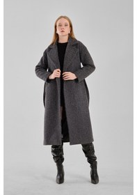 Resim Antrasit Buklet Kaşe Oversize Kaban Antrasit 