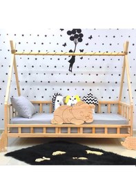 Resim Markaawm Markaawm Ayıcıklı Montessori Yatak Ahşap Çocuk Ve Bebek Karyola Akçaağaç 