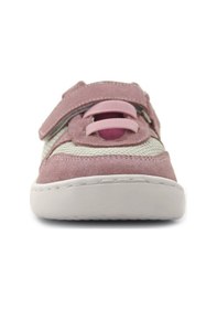 Resim Rakerplus Bob Hakiki Deri Pudra Pembe Barefoot Cırtlı Lastikli Bebek Sneaker Ayakkabı Pembe 