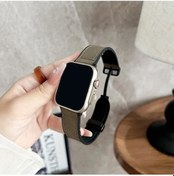 Resim iOs Watch Uyumlu Band İçin Deri Kayış 44mm 42mm 46mm 45mm 41mm Silikon Manyetik Grey 38 40 41mm S10 42mm 