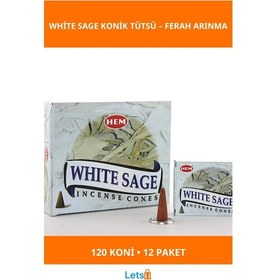 Resim White Sage Aromalı Konik Tütsü 12 Paket 10 Adet 
