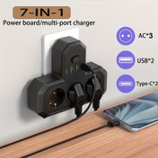 Resim Yeni Çok Fonksiyonlu Priz Tahtası/Anahtar/Adaptör/Işık, 1 Priz Tahtası (3AC+2 USB-A+2 USB-C), Bir Ana Anahtar, Ev, Ofis, Seyahat, Bilgisayar için Uygun 