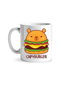 Resim Capyburger Tasarım Kupa Model 230 Sevimli Kapibara Burger Baskılı Seramik Kahve Kupası Diğer 