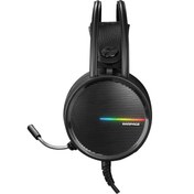 Resim RAMPAGE RM-K3 CASHE PLUS USB 7.1 RAİNBOW LEDLİ ESNEK SAĞLAM SİYAH GAMİNG OYUNCU MİKROFONLU KULAKLIK 
