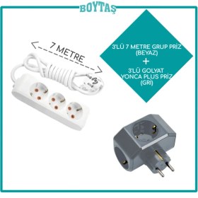 Resim Viko 3'lü Beyaz Grup Priz + Gri Yonca Plus Golyat 