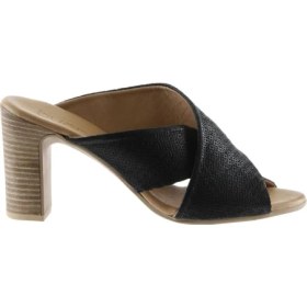 Resim Bueno Shoes Siyah Deri Kadın Topuklu Terlik 