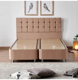 Resim Nironyatak Niron Rama Baza Ve Başlık Seti 160X200 Cm Çift Kişilik Sütlü Kahv 