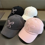 Resim 1 Adet Kadınlar İçin Yumuşak Polyester Beyzbol Şapkası - Sevimli Fiyonk Detaylı, Esnek Uyumlu İlkbahar/Yazlık, 3 Renk (Siyah/Koyu Gri/Açık Pembe), Elde Yıkama, Mükemmel Hediye Fikri, Yazlık Baş Aksesuarı, Rahat Kafa Giyim 