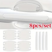 Resim 8 adet Araba Kapı Kase Koruma Etiketleri, Şeffaf Evrensel Kolu Kenar Anti-Çarpışma Şeritleri, Çizilmeye Dayanıklı Dekoratif PVC Kapı Trim - Şeffaf Tampon ve Arka Görüş Aynası Çarpışma Koruyucuları ile Uyumlu 