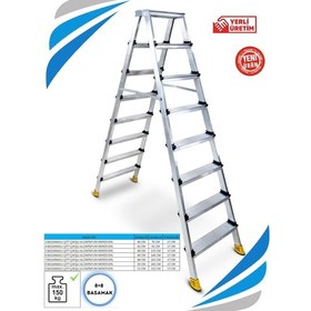 Resim Sözbir 8+8 Gold Alüminyum Çift Çıkışlı Merdiven 
