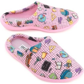 Resim Gezer Kız Çocuk Kışlık Rahat Taban Ev Bahçe Gondol Terlik PEMBE 