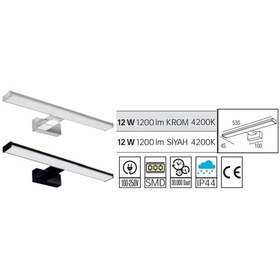 Resim 12w Ledli Tablo Ayna Apliği Siyah 