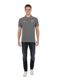 Resim Fenerbahçe Orijinal Lisanslı 2024/25 A Takım Yetişkin Polo Yaka Gri T-shirt Lazer Kutu Hediyeli Gri - Beyaz 