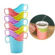 Resim 10'lu Paket Tek Kullanımlık Plastik Bardak Altlıkları - Kalın Isıya Dayanıklı Dalga Tasarımı, Renkli Üst Üste Konulabilir Bardak Altlığı Pedleri Sıcak İçecekler, Çay, Kahve, Partiler & Ev Kullanımı için, Parti Malzemeleri, Canlı Stil, Fonksiyonel Tasarım, İçecek Matları, Çay Tutkunları 