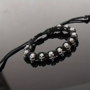 Resim 1pc Ayarlanabilir Alaşım Kafa Boncuklu Bileklik, Moda Punk Tarzı, Üniseks, İki Döngü Halat Tasarımı, Mozaik Malzemesi Yok 