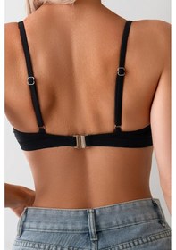 Resim Angelsin Metal Kopçalı Şık Bikini Üstü Çıkartılabilir Kaplı Siyah 