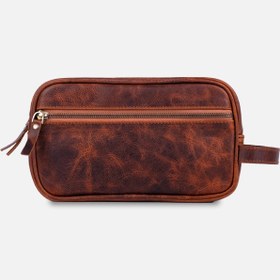 Resim Hakiki Deri Erkek El Çantası / Dopp Kit 