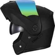 Resim Matte Black Flip-Up Motosiklet, Çift Gözlük ve Tam Yüz Koruma - ABS Malzeme, Sıcak Yalıtım, Ayarlanabilir Kayışlar, Yetişkinler İçin Ergonomik Tasarım, Kış Sporları, Şık Sporlar, Dayanıklı Yapı 