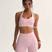 Resim Yüksek Kaliteli Dopamin İki Parça Seti: Halterneck Backless Yelek ve Spor Şortları - Kadınlar için Rahat, Formu Takip Eden Egzersiz Kıyafeti, Fitness, Yoga ve Açık Hava Sporları için Mükemmel, Egzersiz Kıyafetleri 