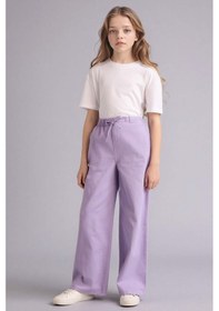 Resim Defacto Wıde Leg Düz Paça Gabardin Pantolon Kız Çocuk G0607a826smpr143 Mor-pr143 