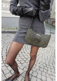 Resim Housebags Kadın Vintage Görünüm Haki Tokalı Omuz Çantası 268 Haki 