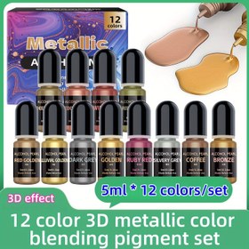 Resim 12 Renkli Reçine Alkol Mürekkep Seti 5ml*12 Renk, Epoksi Reçine Sıvıları ve /UV Reçine Sanat için, Reçine Yetiştirme ve Bardak Yapımı için Uygun Yoğunlukta Parıltılı Alkol Boyası, DIY Graffiti, Sıvı Sanat, Pilsiz 