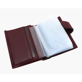 Resim Westpolo Hakiki Deri Kağıt Para Ve Bol Şeffaf Kart Bölmeli Patlı Unisex Kartlık - Bordo Bordo 