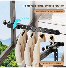 Resim Yifomall Pencereye Takılabilir Çekyatlı Çamaşır Kurutma Aleti - Beyaz Katlanabilir 8 Delik Tam Dolu Çelik - Anti Hırsızlıklı Balkon Güvenlik Barı Diğer 