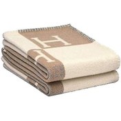 Resim Kaşmir Karışımlı Tığ İşi Yünden Yapılmış Kareli H Battaniye, Taşınabilir, 135x170 Cm, Haki Z 