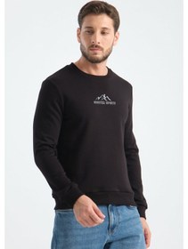 Resim Shooter Sportwear Ribey Tekstil İth.ihr.san.tic.ltd.şti Erkek Üç İplik Sweatshirt Şardonsuz Pamuklu Regular Fit Bisiklet Yaka Spor Sweat siyah 