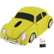 Resim Genel Markalar Optik Mouse 2.4ghz Ergonomik Kablosuz Vosvos Araba Şeklinde Sarı 