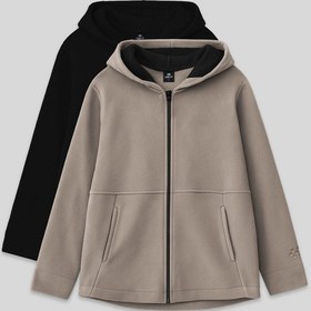 Resim Standart Fit Kapüşonlu 2li Paket Siyah-koyu Bej Kız Çocuk Sweatshirt - 75152 Siyah - Antrasit 
