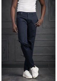 Resim Perpant Slimfit Küçük Armürlü Yazlık Pamuklu Gabardin Pantolon Lacivert 