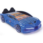 Resim Kaju Carbed Arabalı Yatak Çocuk Karyolası Kumandalı Işık Ve Ses Sistemli Moon Full Mavi 