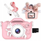 Resim AteşTech Çocuk Fotoğraf Makinesi 2inç Kılıflı Hd Dijital Selfie Kamera 32gb Hafıza Kartı 