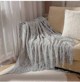Resim Nordic Örme Battaniye - Yumuşak, Dokulu Ve Düz, Avrupa'da Kanepe, Yatak Ve Noel Dekorasyonu İçin 150x230 Cm Cl - Açık Gri 
