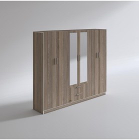 Resim Kenzlife gardırop 6 kapılı çekmeceli begonvil210 crd aynalı kapaklı gardolap dolap 