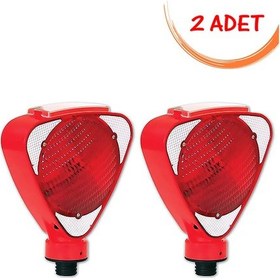 Resim Üçgen İkaz Lambası Güneş Enerjili Flaşör Lamba Solar Trafik Flaşörü Kırmızı Evelux 11813 Fl K 2 Adet 