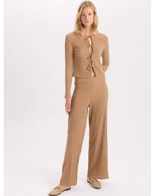 Resim DeFacto Wide Leg Geniş Bol Paça Esnek Belli Basic Düz Bürümcük Pantolon D6300AX24AUBG138 