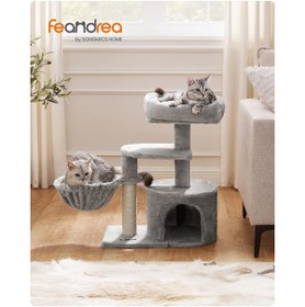 Resim AyrStore Küçük Kedi Ağacı Tırmalama Direği Çok Katlı 68 Cm, Açık Gri 