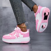 Resim Gençler İçin Çift Amaçlı Heelys - Kolay Montaj ve Söküm, Döner Toka Kapatma, Şık Pembe/Siyah Paten Kızlar & Erkekler için 