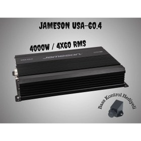 Resim Genel Markalar 2024 Yeni Seri Jameson Usa-60.4 4000 Watt Bass Kontrol Hediyeli Oto Anfi 4x60rms Jameson Oto Amfi 