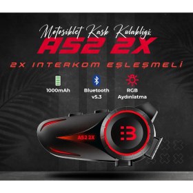 Resim Motosiklet Intercom Seti 2 Kişi Bağlantılı Bluetooth V5.3 Rgb Kask Kulaklığı Yeni 